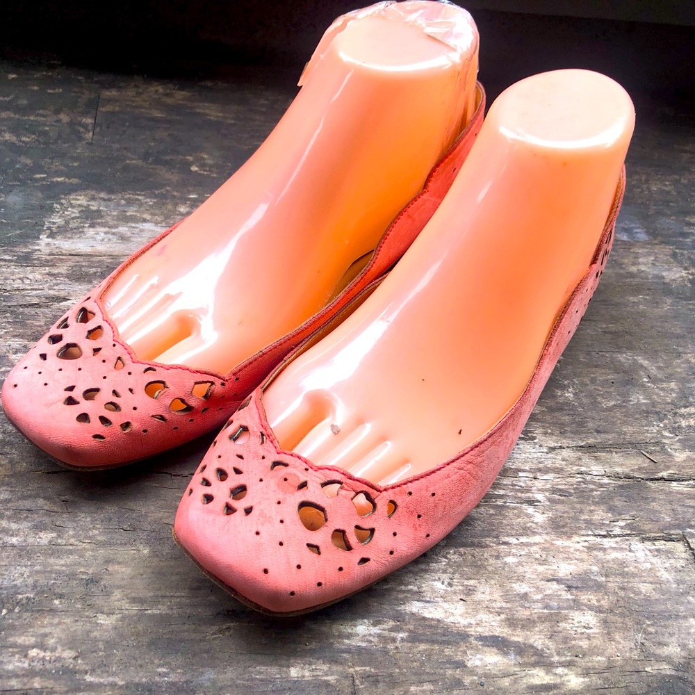 coclico Women’s Pink Salmone Leather Slip On Ballet Shoes Size 38/7.5US